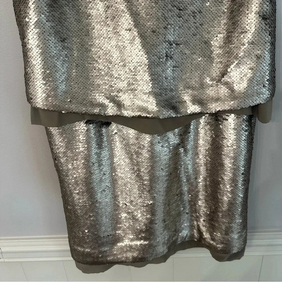 Banana Republic Champagne Sequin Silk Underlay Dress with Straps Size 2 NWT - Picture 5 of 11